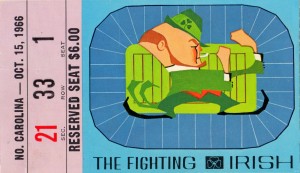 1966 North Carolina vs. Notre Dame Football Ticket Art